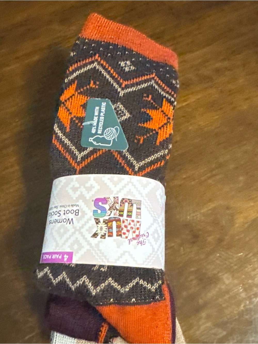 Muk luks boot Socks - Orange & Brown